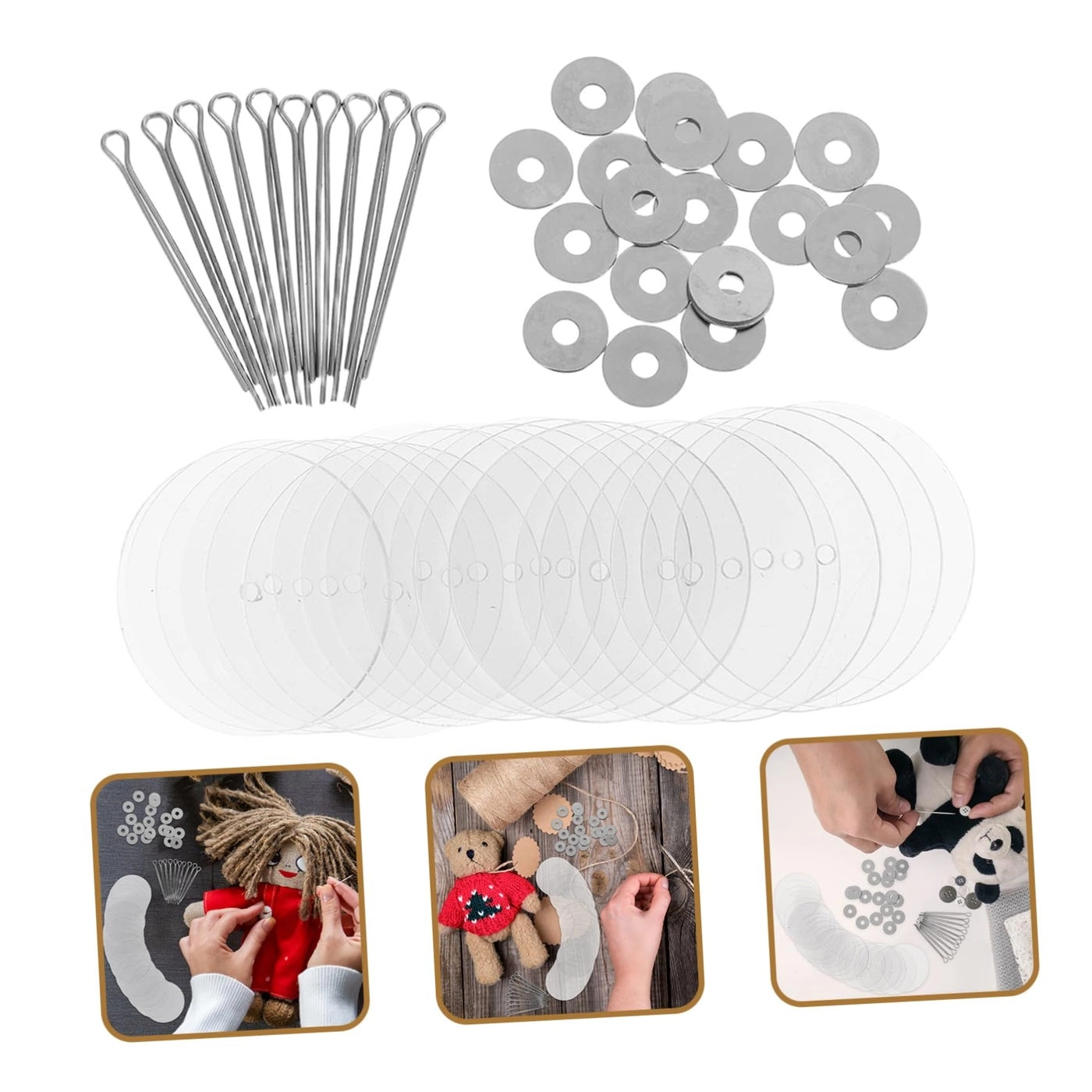 Doll Limb Connectors - 20 x acrylic gaskets 20 x metal gaskets 10 x metal clips