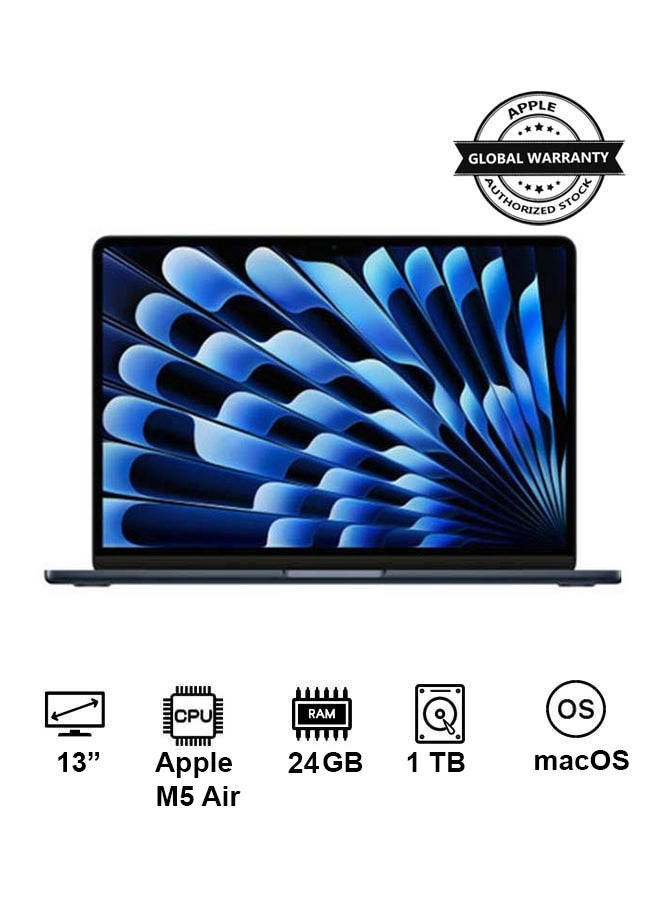 MacBook Air MDHG4AB - 13'' M5 Air | 10-Core CPU 10-Core GPU 24 GB DDR4 1 TB SSD