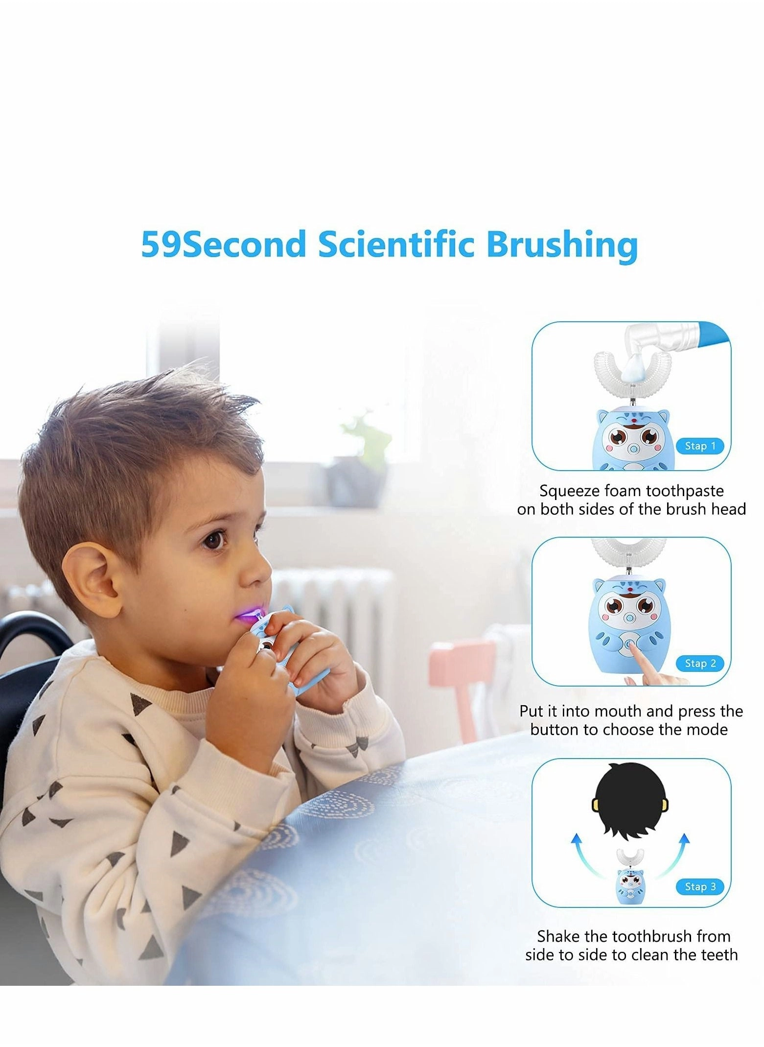 Kids Toothbrush - U-shaped Ultrasonic 6 Modes