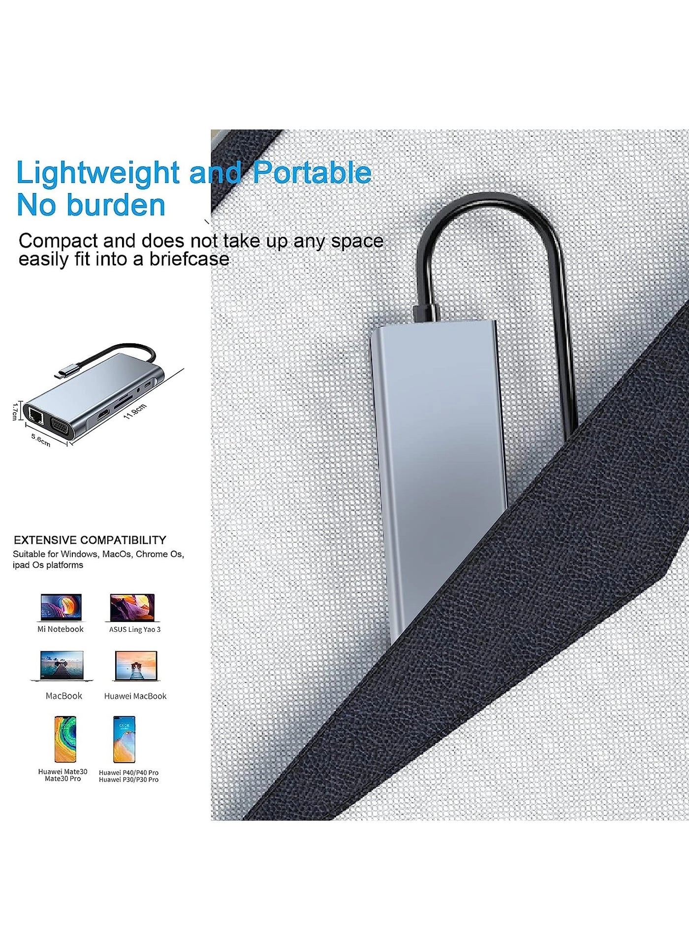 USB-C Hub - 11-in-1 4K HDMI PD Charging
