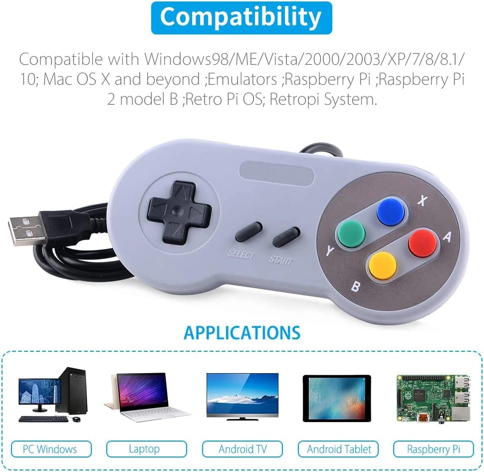 DVOZVO USB Controller - Grey PC Raspberry Pi 3 Retropie
