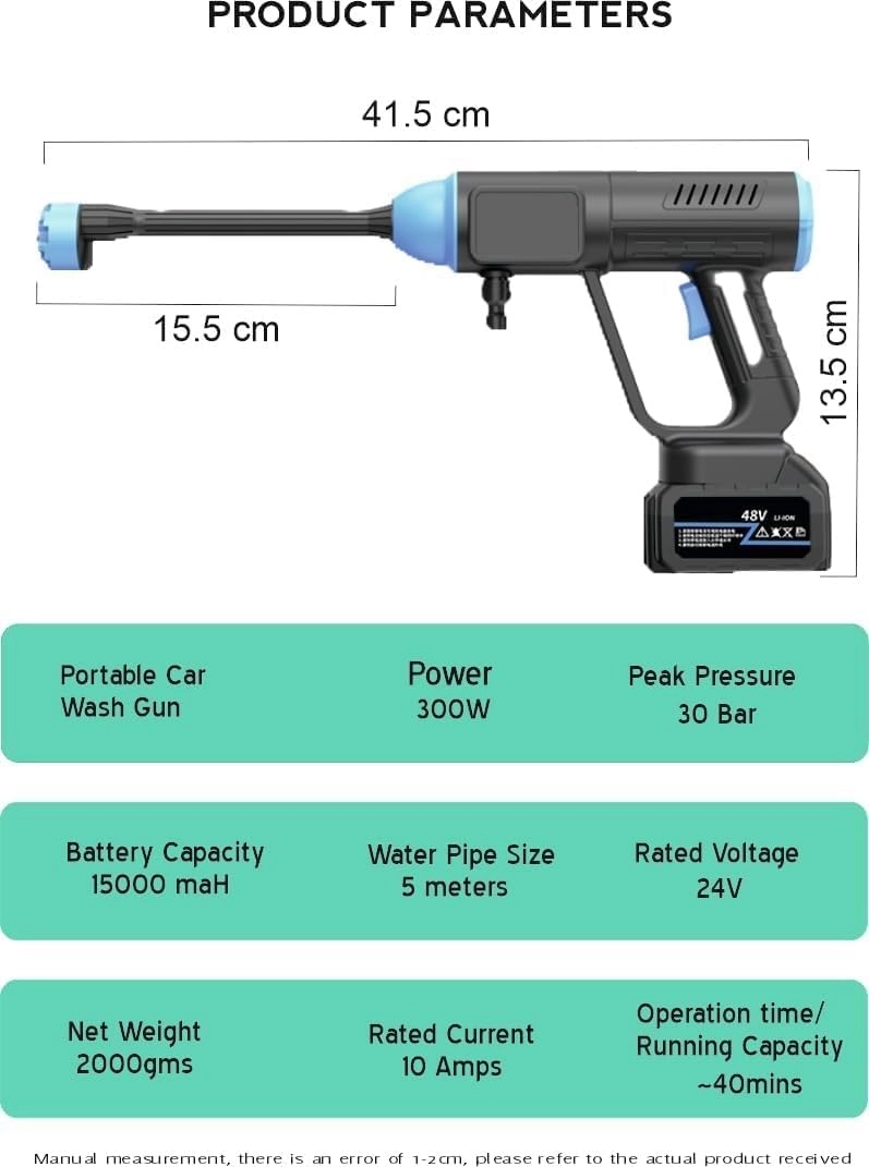6 in 1 Nozzle Cordless Pressure Washer - Portable Touch Screen Max 1000PSI