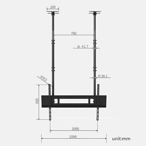 TV Ceiling Mount - 160kg 75-100 inch