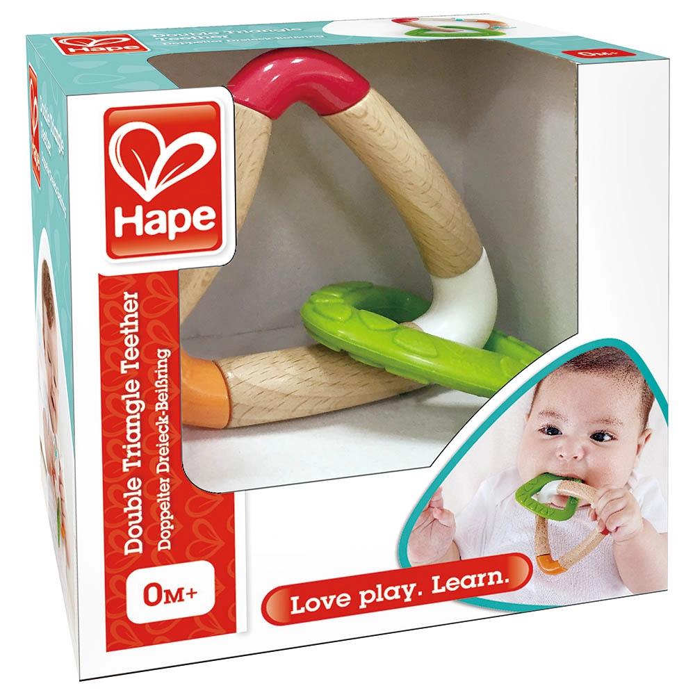 Double Triangle Teether - BPA-free silicone Wooden handle