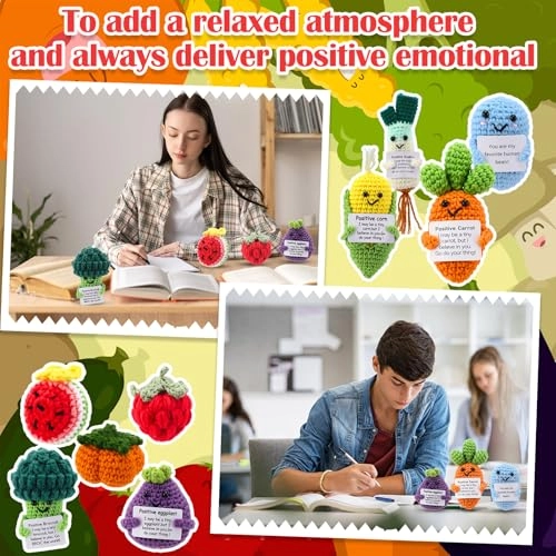 Fruits Vegetables Emotional Dolls - 18 Pcs Crochet Multiple Colors