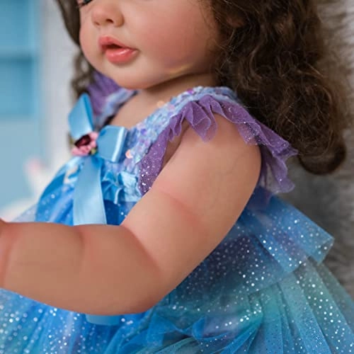 Betty Reborn Girl Doll - 55cm Full Body Silicone Vinyl Hand Rooted Long Hair