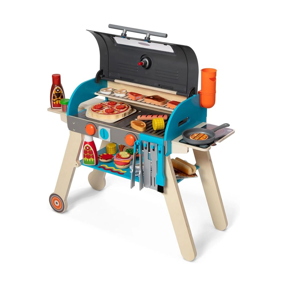 Melissa & Doug Deluxe Grill & Pizza Oven Play Set - Wooden 62 Pcs (622-MD30608)