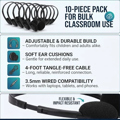 Kids Classroom Headphones Wired Headphone
