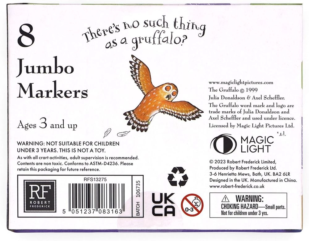 Jumbo Markers - 8 red blue green purple black pink orange yellow