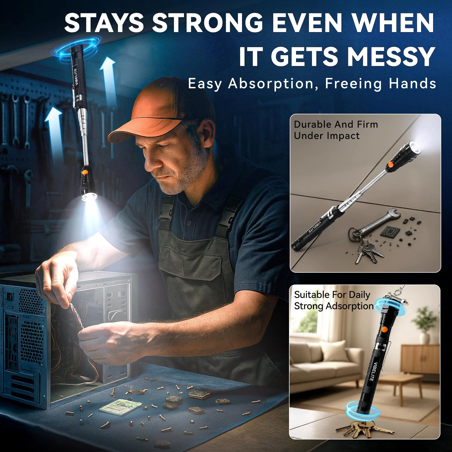 Extendable Magnetic Flashlight - Telescoping Magnet 200lm