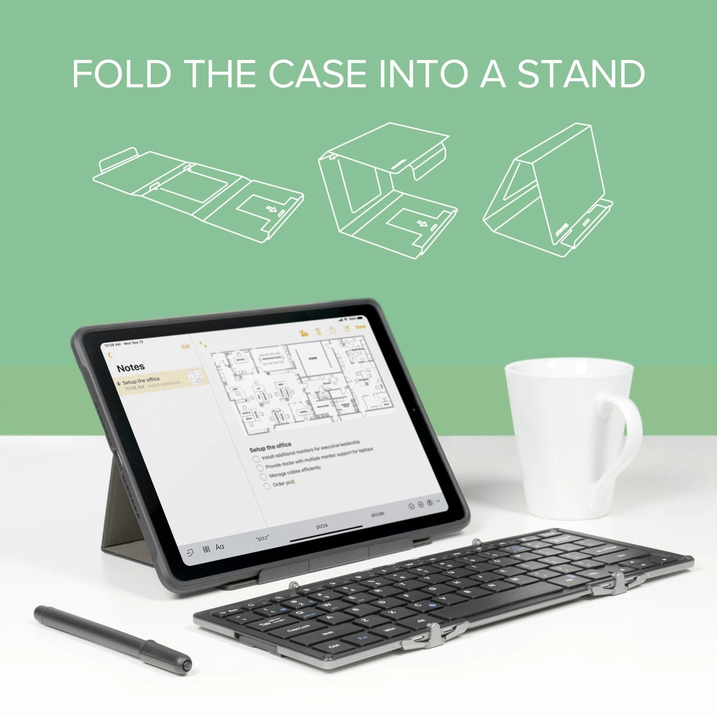Foldable Bluetooth Keyboard - Full-Size Multi-Device Wireless