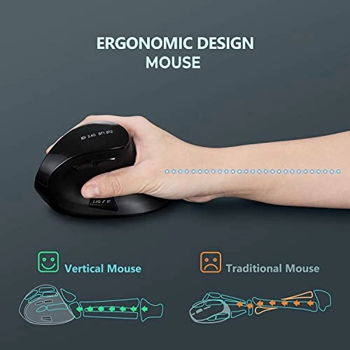 Ergonomic Vertical Mouse - Bluetooth, USB