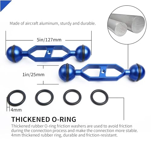 Double Ball Extension Arm - 5" 1" Ball Head Underwater