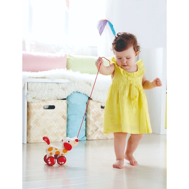 Walk A Long Puppy - Wooden Pull Toy Red