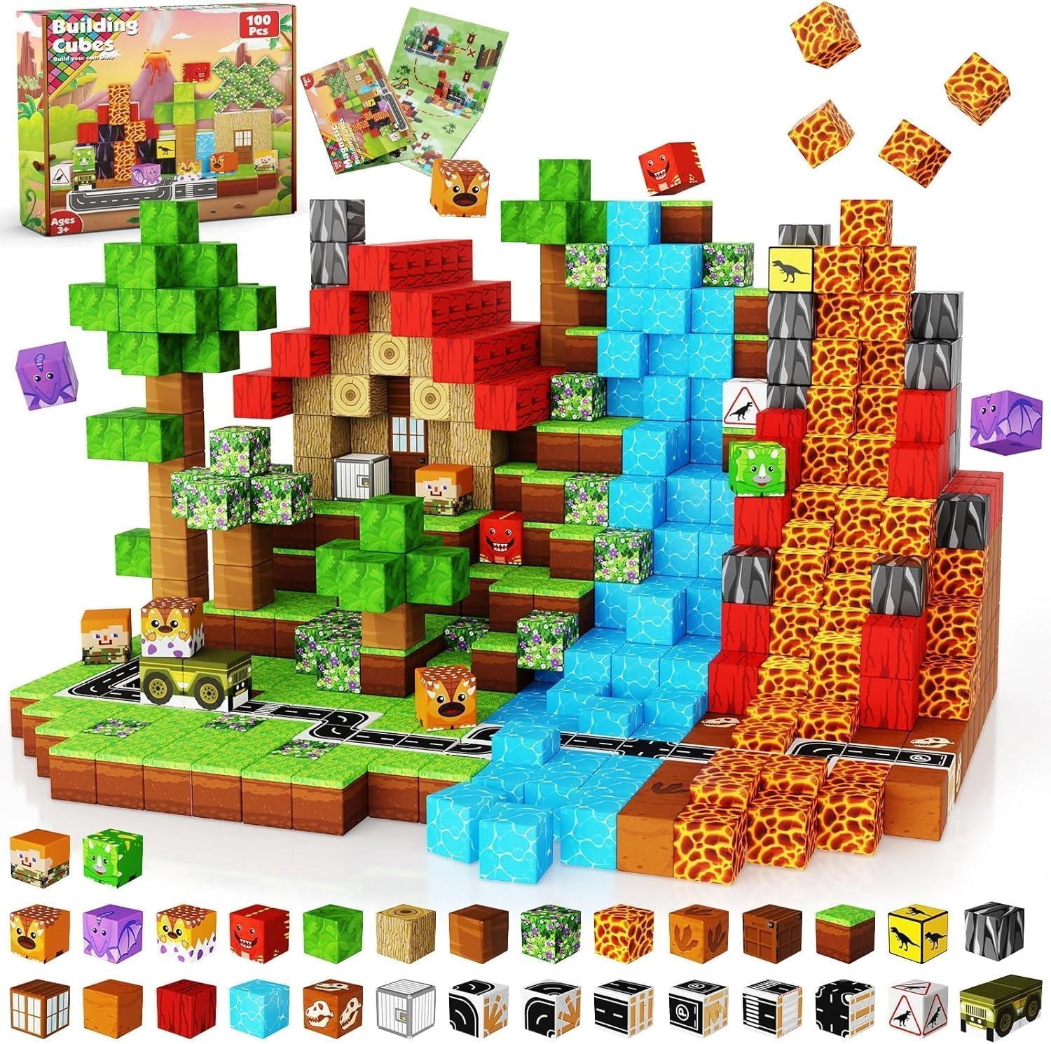 Goody King Magnetic Building Blocks - dinosaur landscape 100 pcs