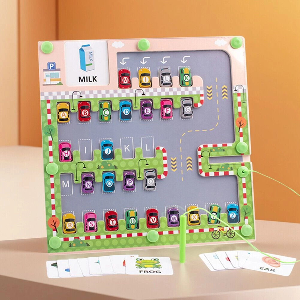 Wooden Kids Car Parking Play Set