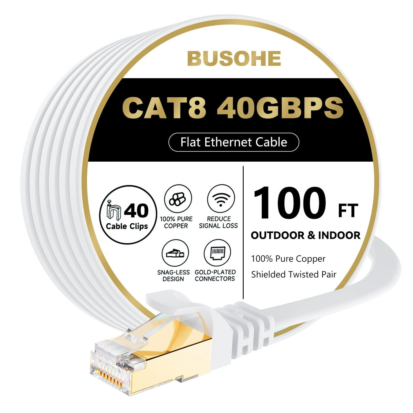 BUSOHE Cat 8 Ethernet Cable - 100 FT