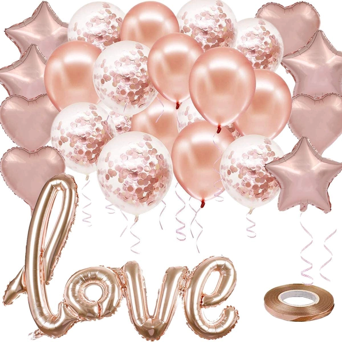Party Time Trading LLC Rose Gold Party Decorations - 25 Pack Valentine’s day Engagement Bridal Sho