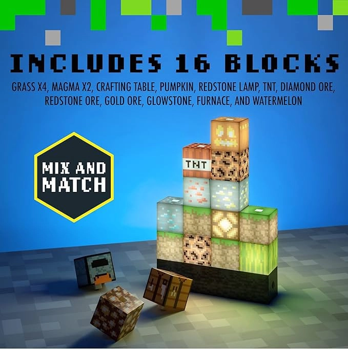 Minecraft Block Building Lamp - USB-powered Multicolor