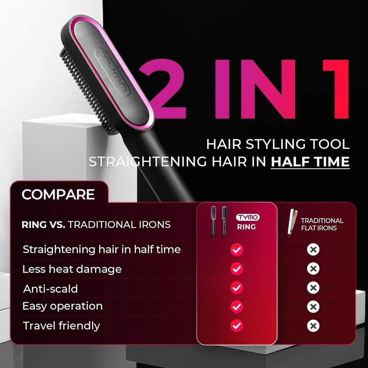 Ring Hair Straightener Brush