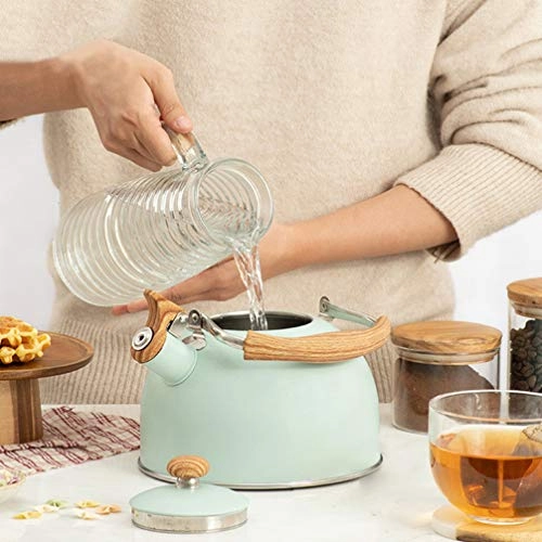 Whistling Tea Kettle - Wooden stainless steel 2.5L