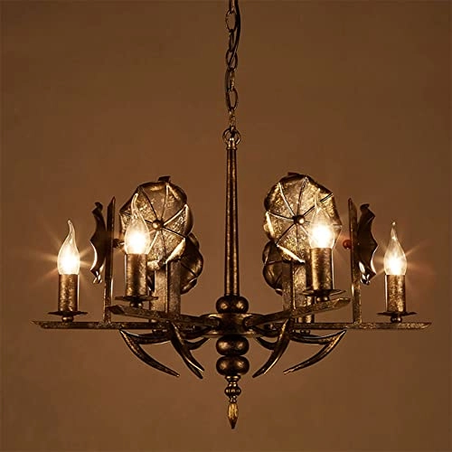 Industrial Candle Chandelier - 6-Light Black Iron
