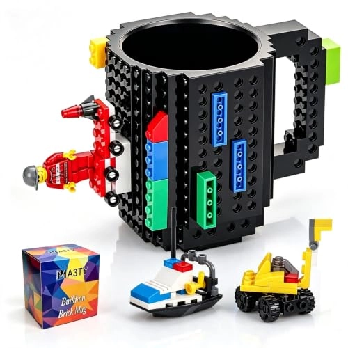 Build-On Brick Plastic Mug - 3 Bags of Bricks 350 ml