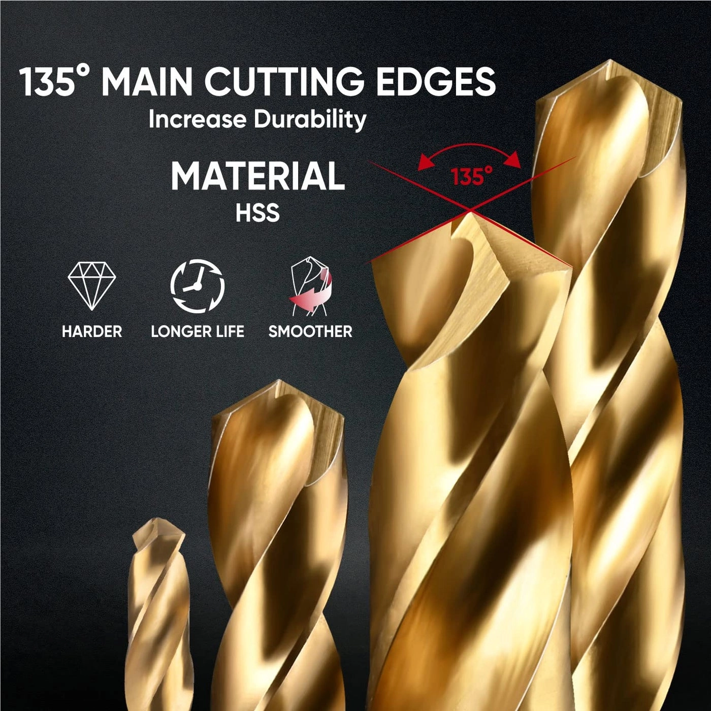 Hex Shank Drill Bit Set - 4341 HSS Titanium 13Pcs Set+3 Pcs Free 1/16 -1/4