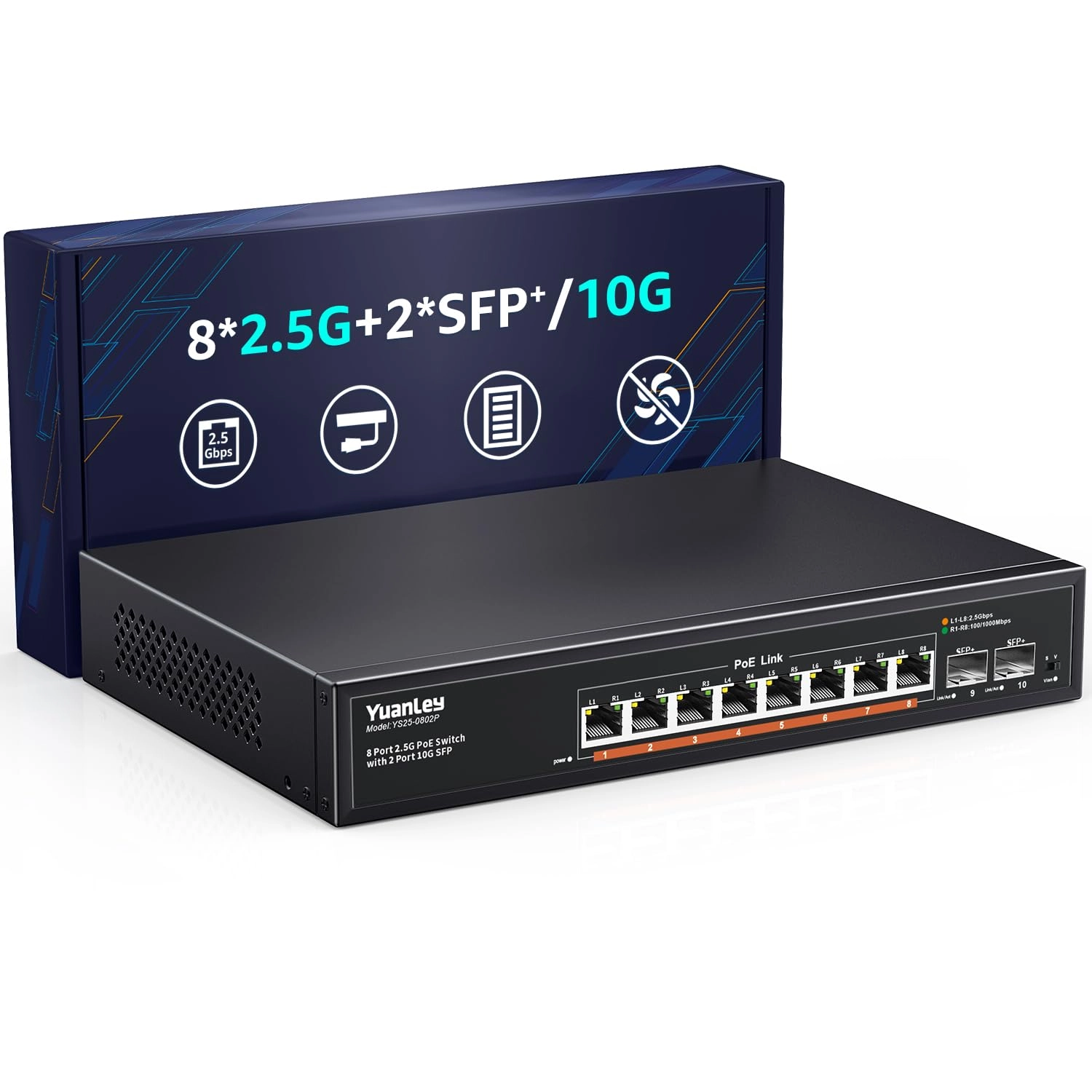YuanLey 9 Port | 8*PoE+ (2500Mbps)(120w) 9-ports