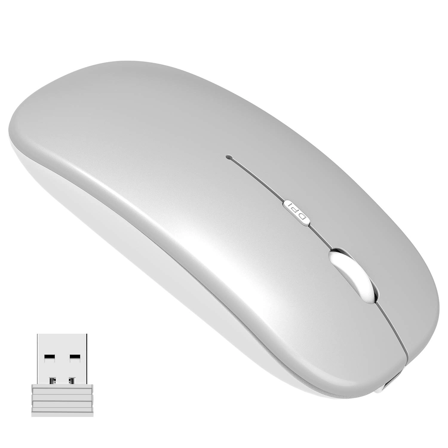 Slim Silent Rechargeable Optical Mouse - Wireless