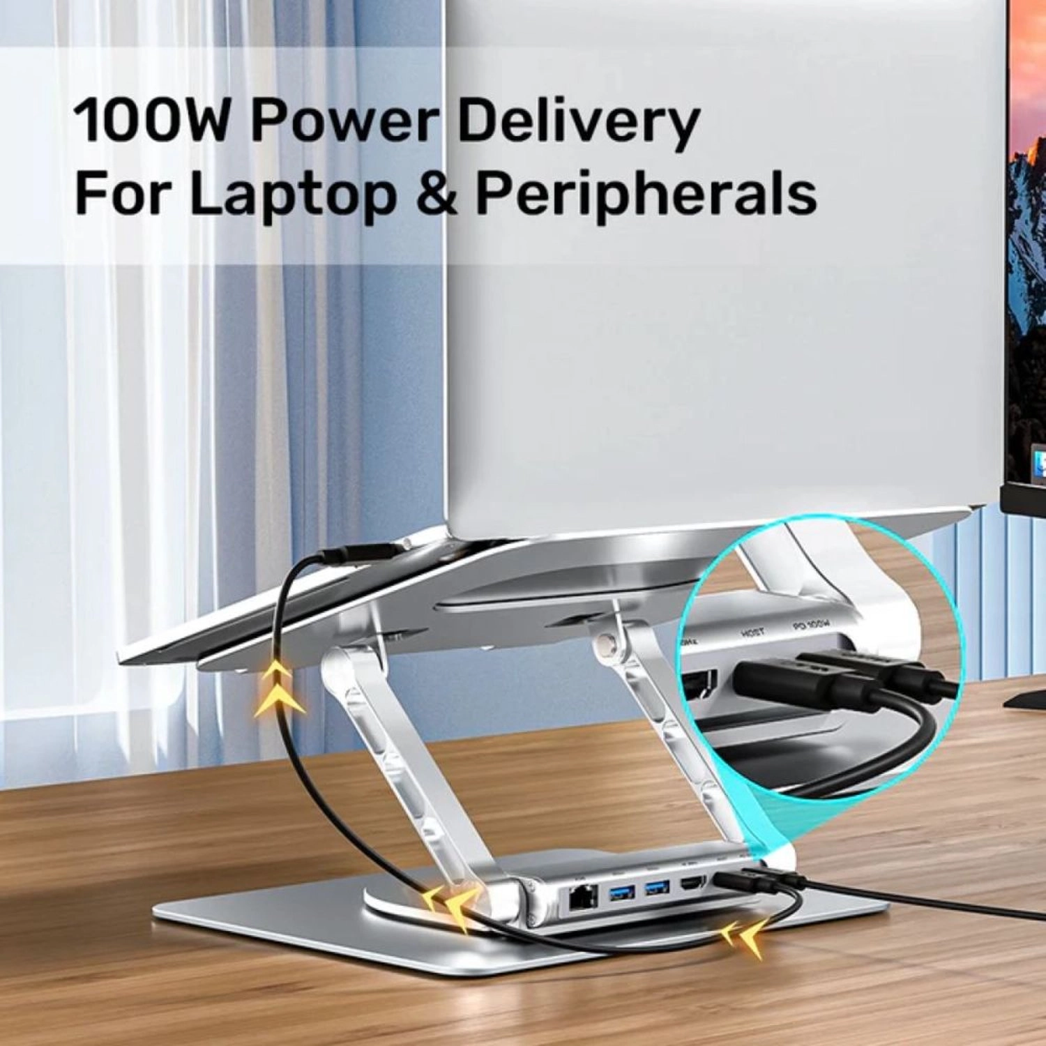 7-in-1 USB-C Foldable Laptop Stand - 100W Power Delivery 4K@60Hz HDMI