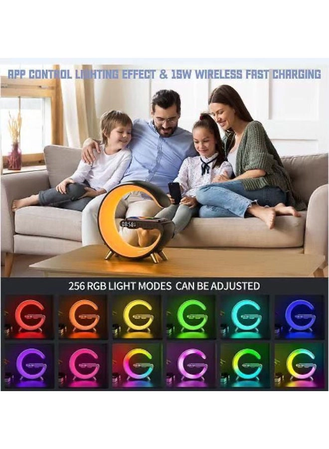 Wireless Charger Atmosphere Lamp - 4-in-1 Bluetooth Speaker Dimmable Night Light