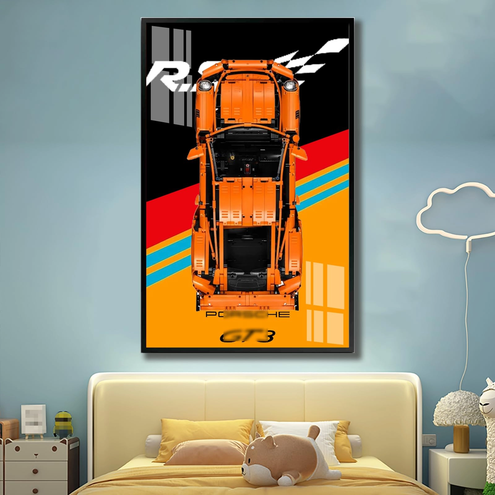 bodamaike Display Wall Mount - Lego Technic Porsche 911 GT3 RS (42056) 75 x 45 cm