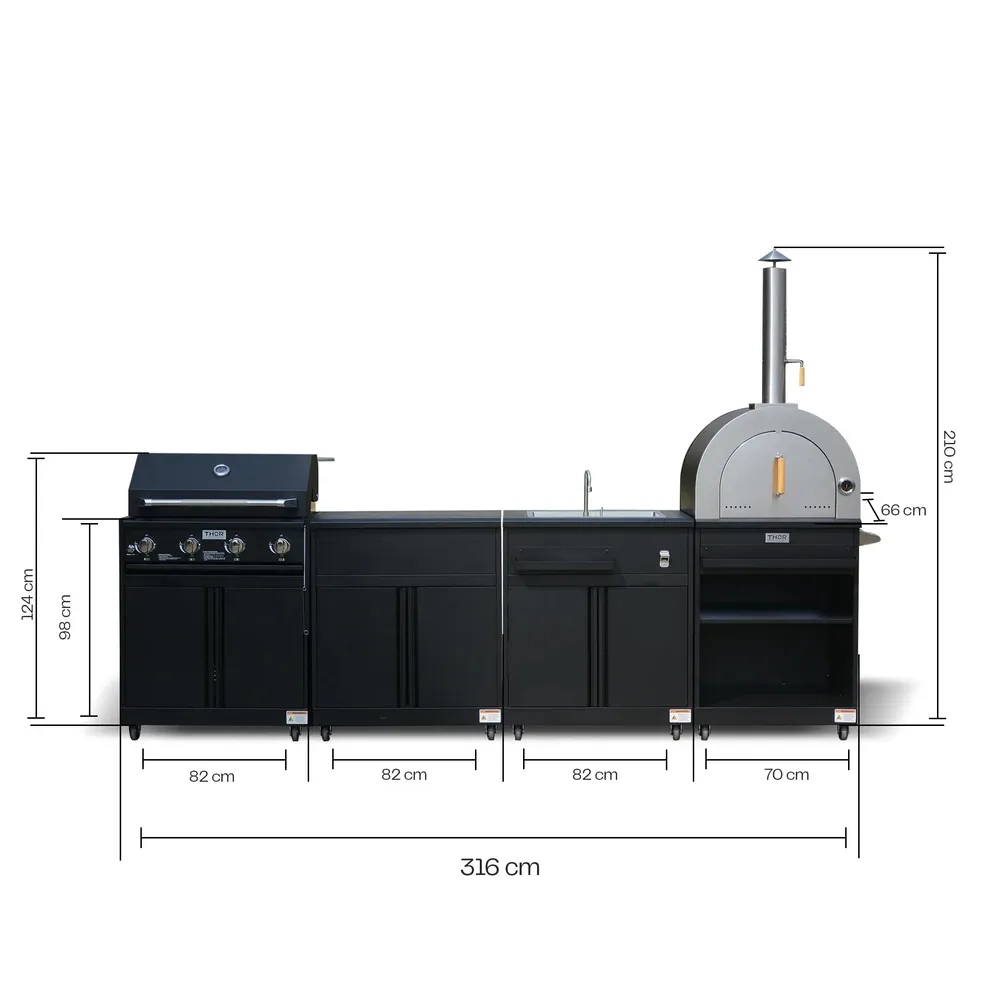 4-Piece Modular Outdoor Kitchen Island - 4 zone(s) gas Bundle