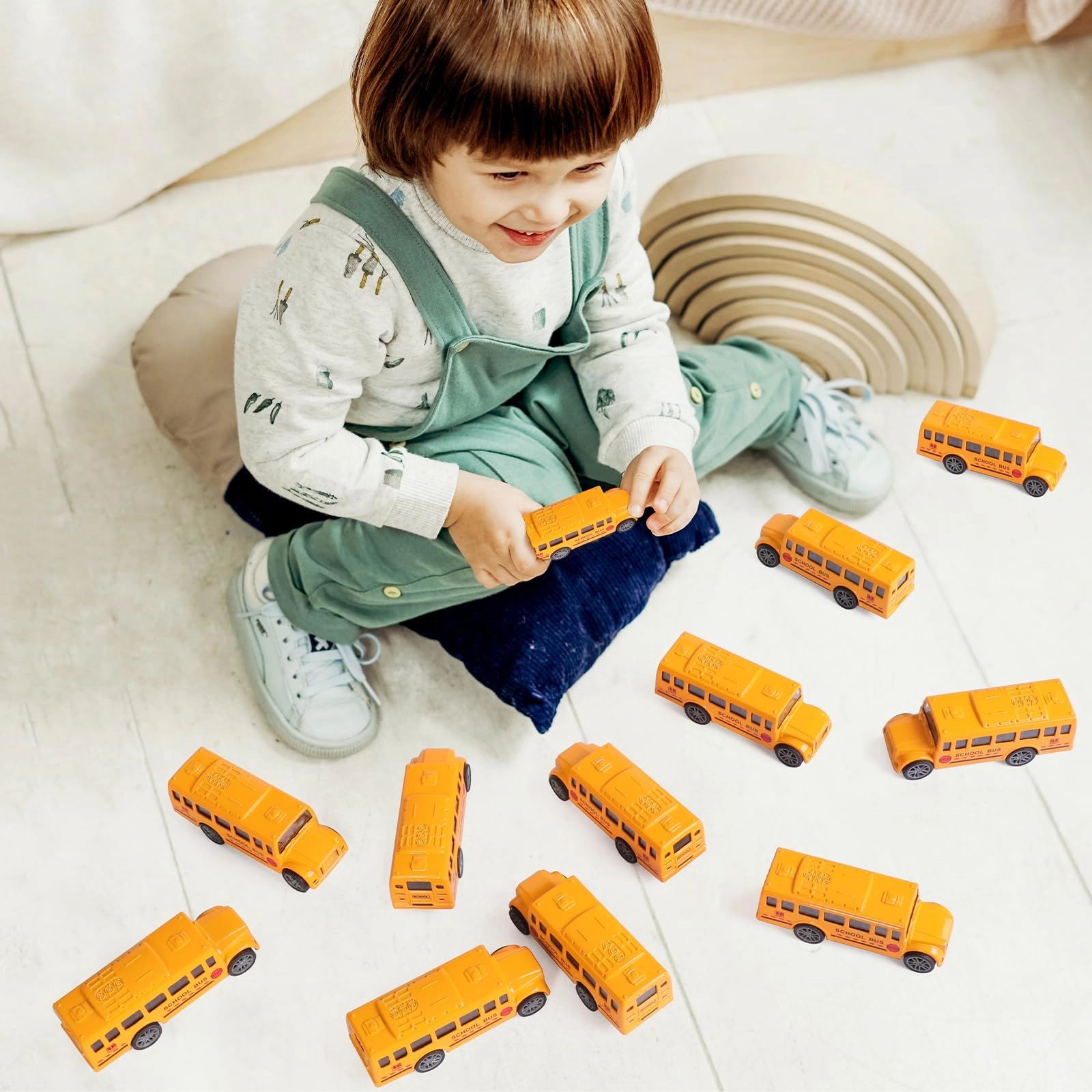 Pull Back School Bus Toy - 12 Pack