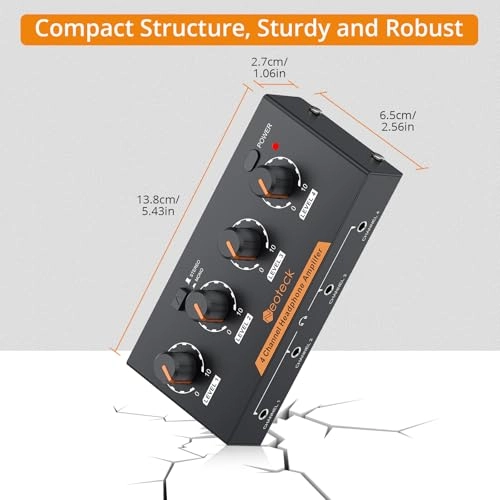 4 Channel Portable Stereo Headphone Amplifier - 4 Volume Controls 12V