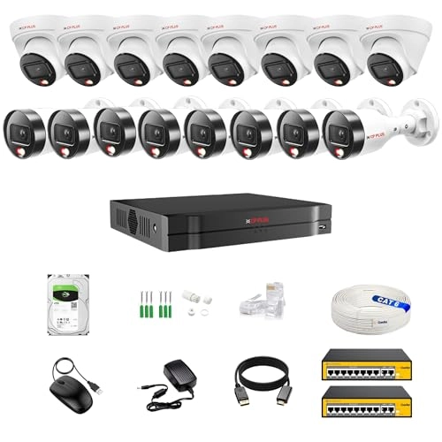 16CH AI NVR + 4MP Dome IP Camera + 4MP Bullet IP Camera + 4TB Hard Disk + 8+2 POE Switch + CAT6 Cable