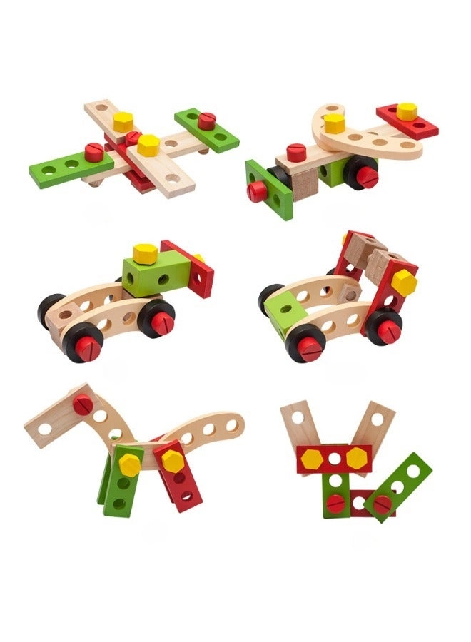 Wooden versatile nut and plug-in portable tool box - children (4-6 years old)