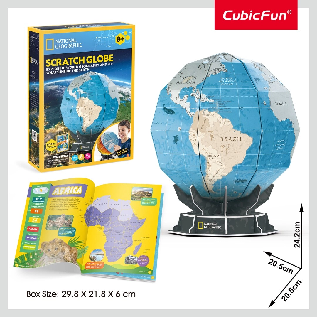 National Geographic Scratch Globe 3D Puzzle (DS1082H) - 31 pcs, LED