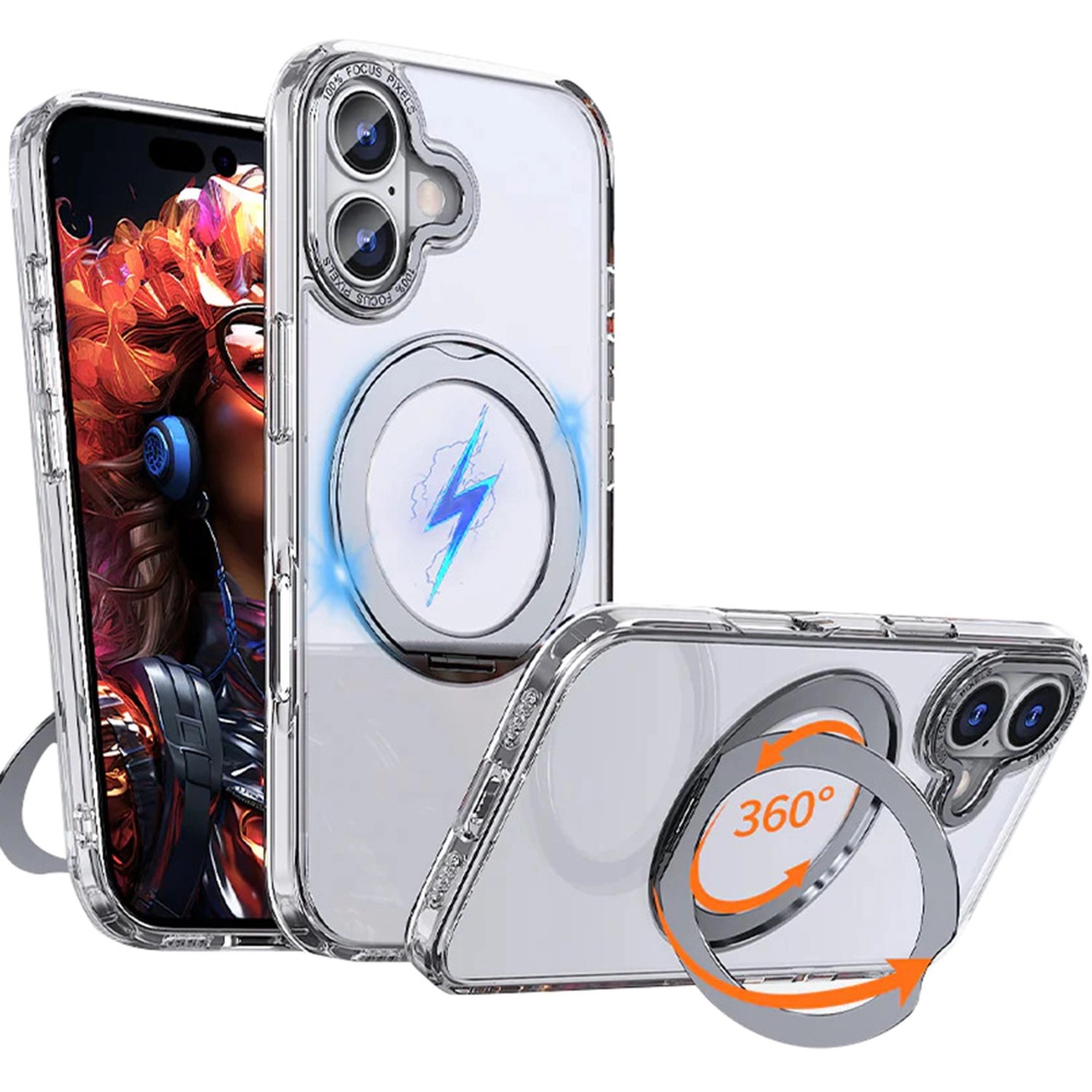 glassology 360° Rotate Ring Stand Magsafe Case - TPU and polycarbonate for iPhone 17