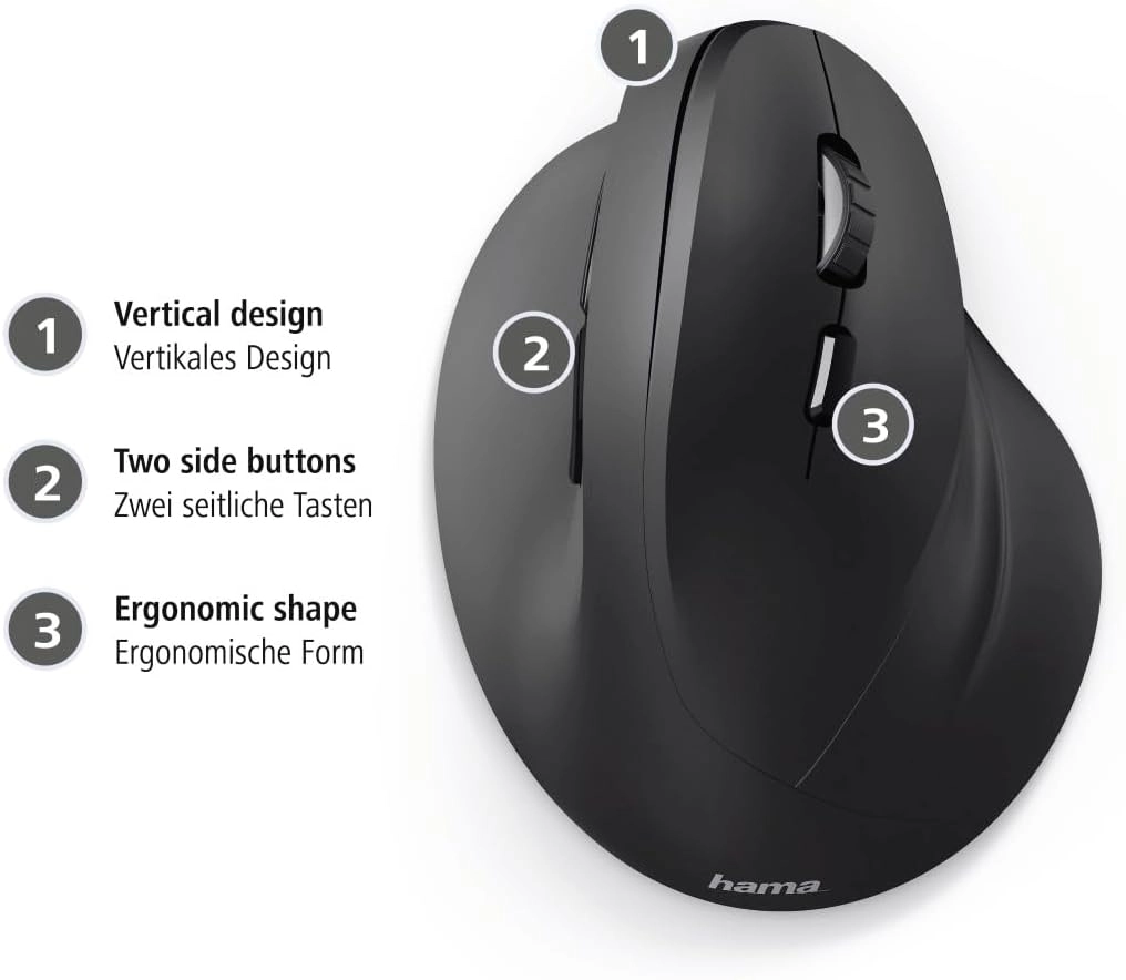 Hama EMW-500 Vertical Ergonomic Mouse - Wireless