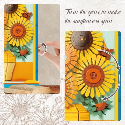 Rotatable Sunflower Building Set - semi-3D Table Centerpiece