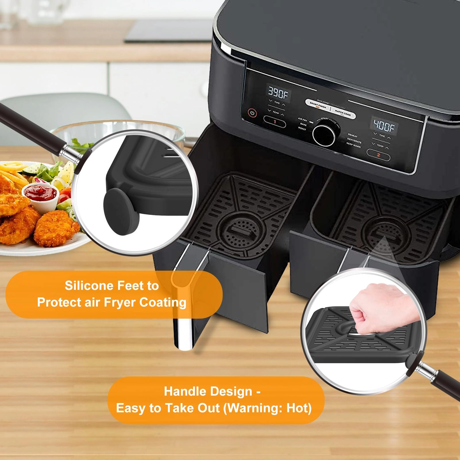Air fryer grill rack - Stainless steel 2 piece(s) + Magic cleaning cloth - 1 piece(s)