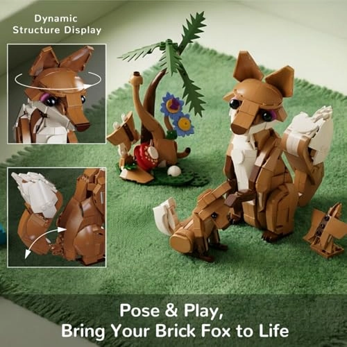 3-in-1 animal family building blocks - Cat, Fox & Kangaroo 1035 pcs
