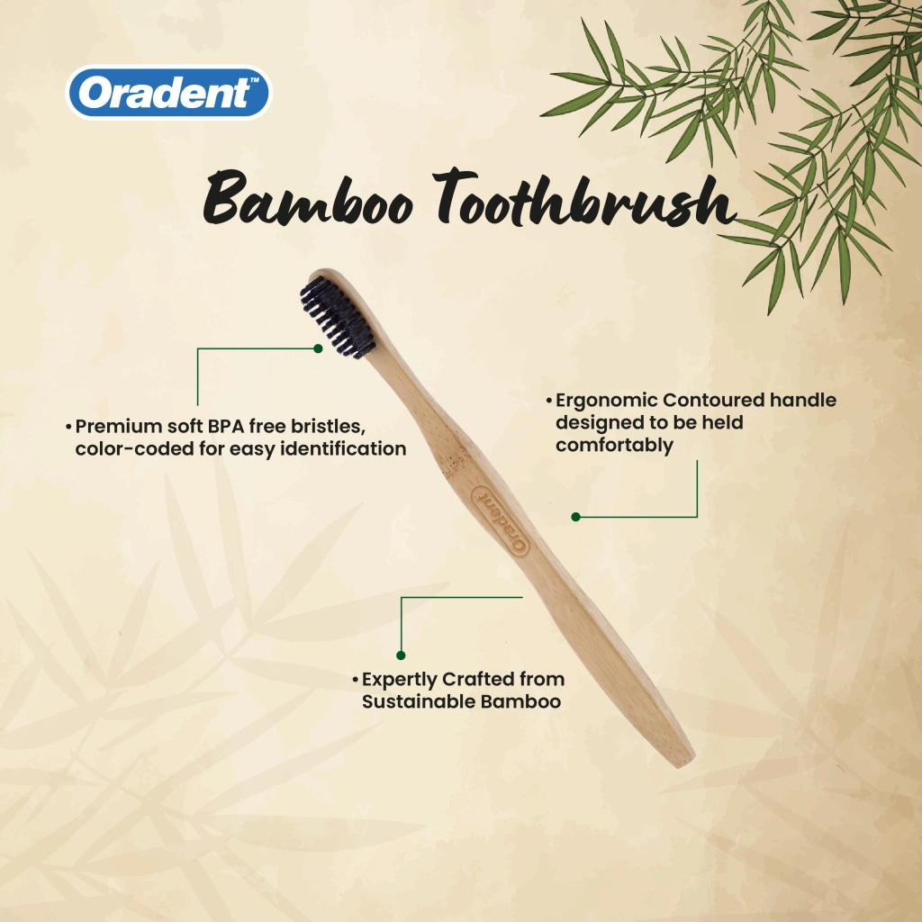 ORADENT Eco Adult Bamboo Toothbrush - Medium 1-Piece Pack