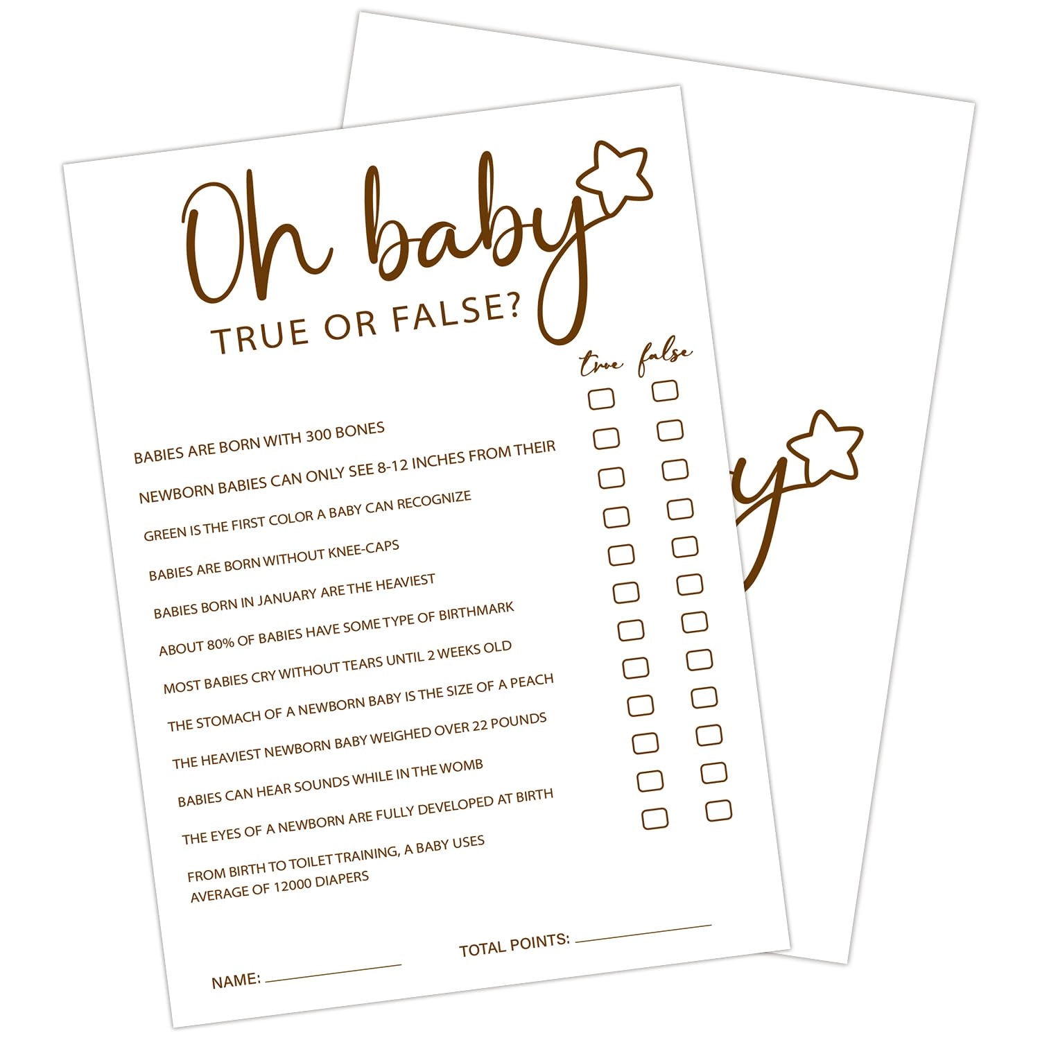 Baby Shower Games - English Adult 30pcs