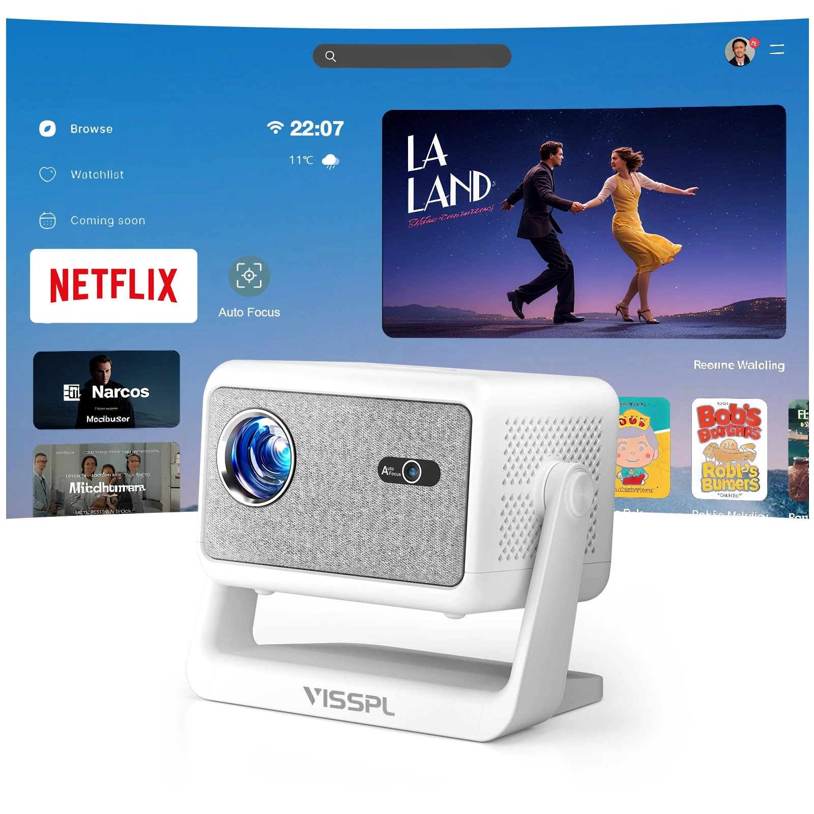 VISSPL Smart Mini Projector - 27000L 1080P