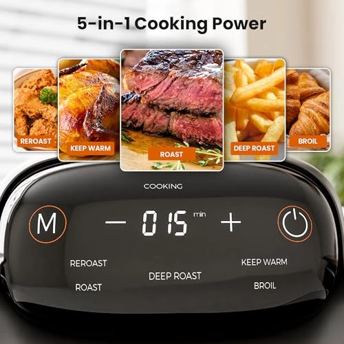 5-in-1 Portable Glass Air Fryer K8126-GREY