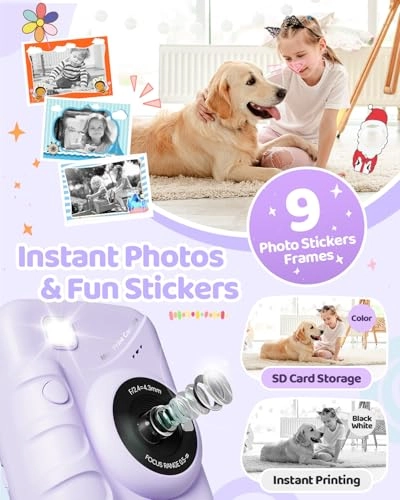 Kids Camera Instant Print - 3-inch HD Screen 1080P 32GB