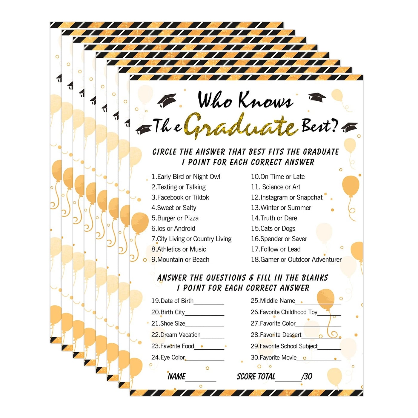 Who Knows Graduate Best Game Cards - 36PCS